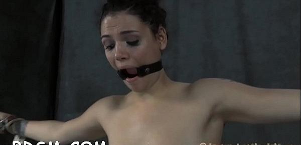  Gagged chick gets lusty torturing